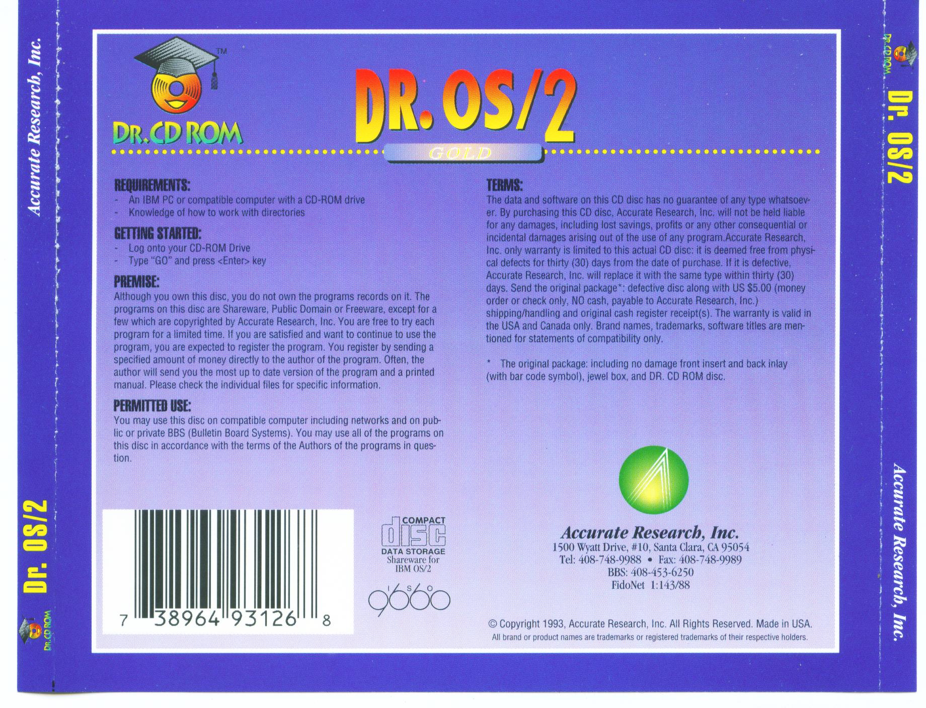 Dr. OS/2 Gold (Dr. CD-ROM) : Accurate Research, Inc. : Free 